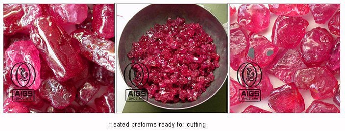 leaded glass enhanced rubies - heated preforms