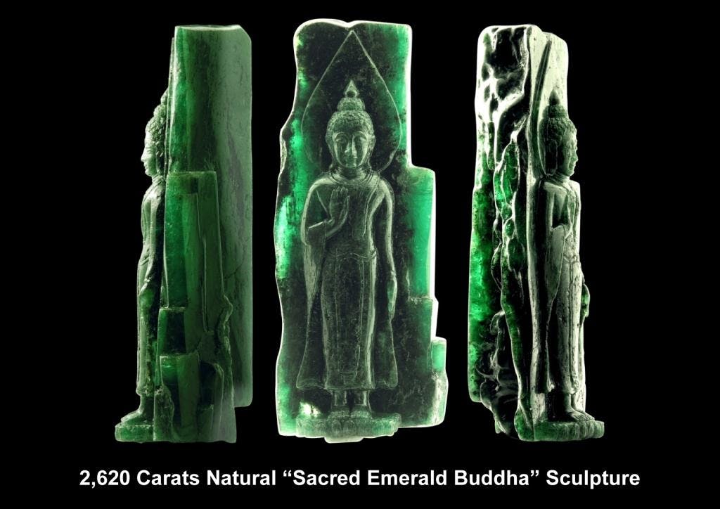 Three views of the Sacred Emerald Buddha