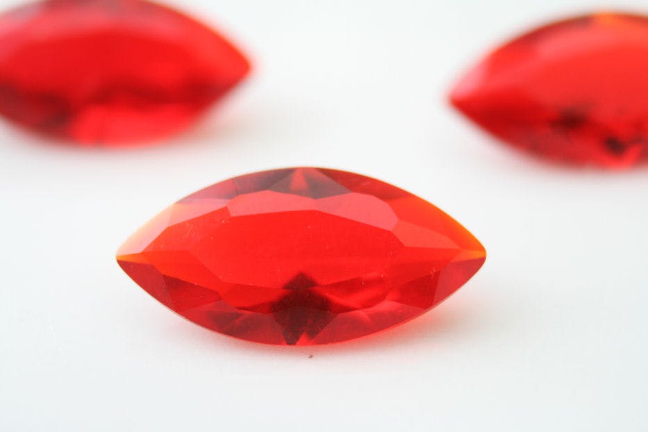 red glass gemstones - marquise cuts
