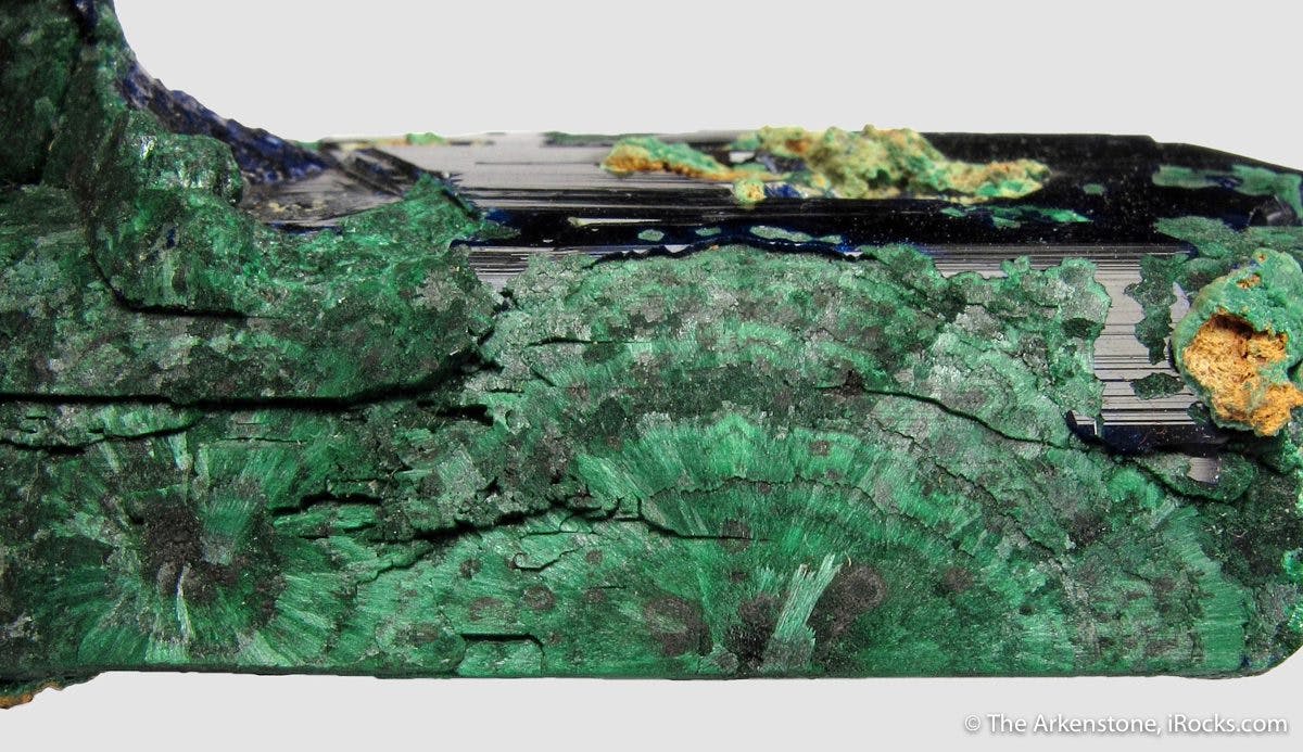 pseudomorph, azurite altering into malachite - gem formation