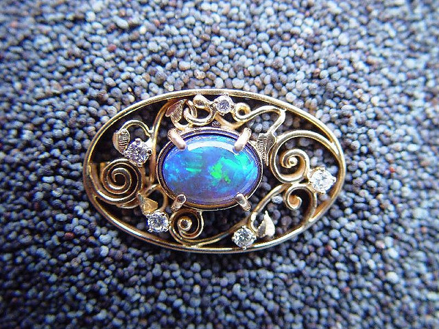 Opal Cabochon Brooch