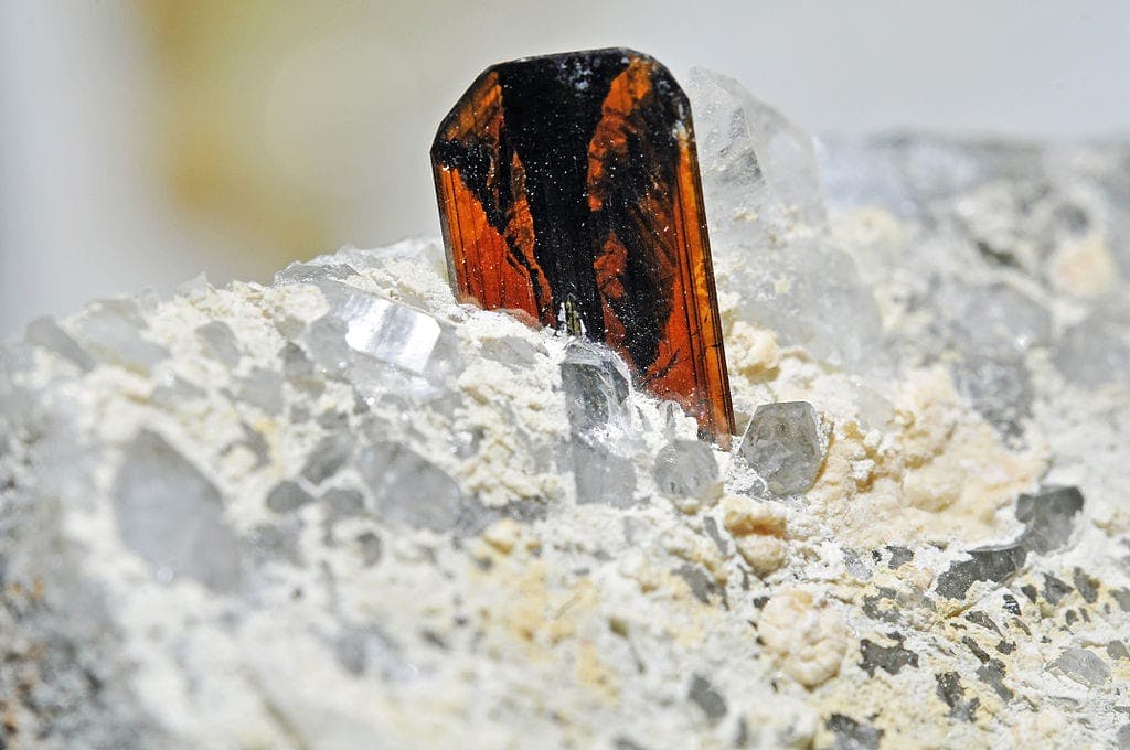 brookite crystal on quartz - Pakistan