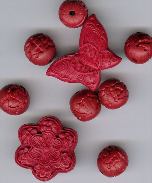 cinnabar - lacquer beads