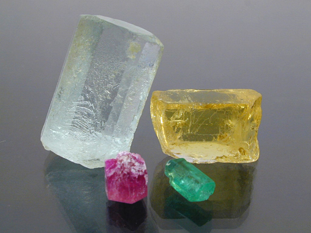 Beryl - Aquamarine, Heliodor, Red Beryl and Emerald