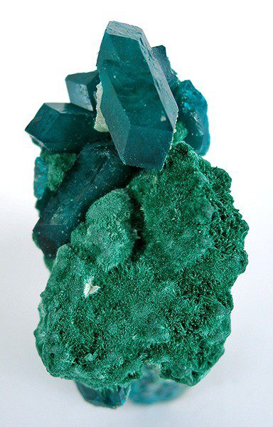 dioptase on malachite - Namibia