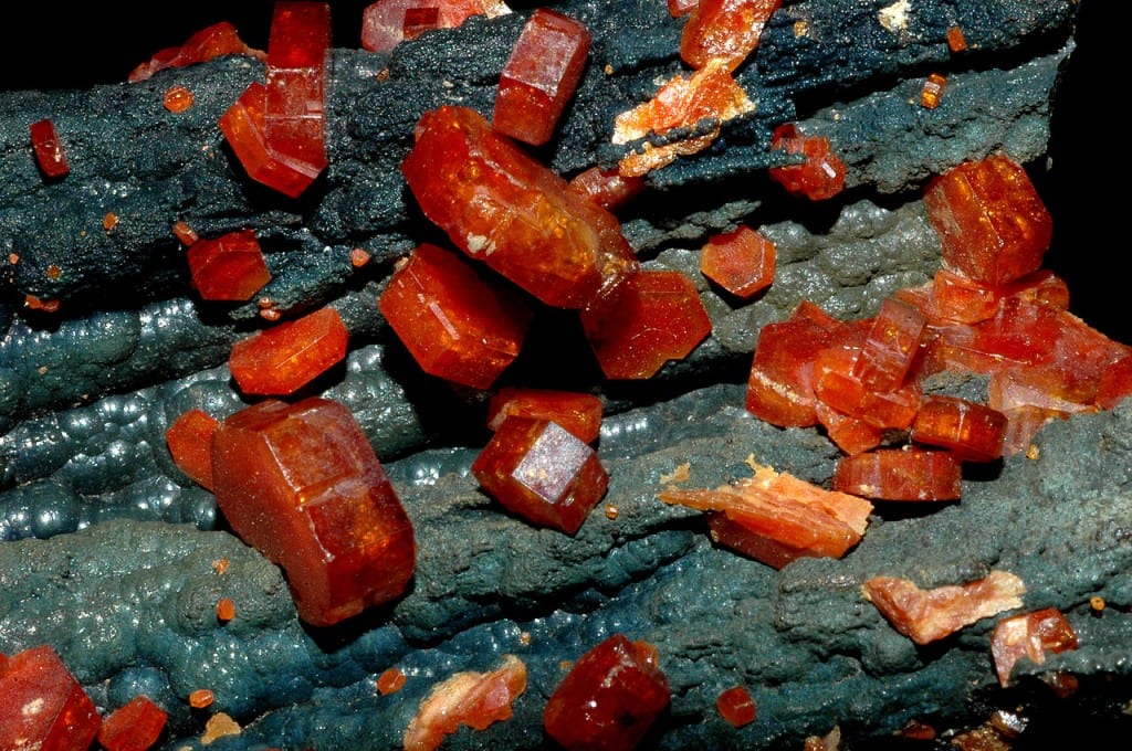 Vanadinite on Goethite - Morocco