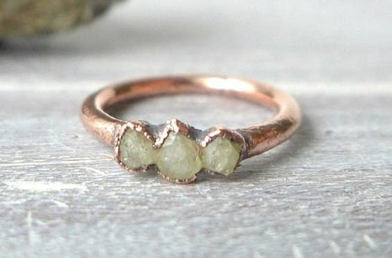 copper ring with rhodizites