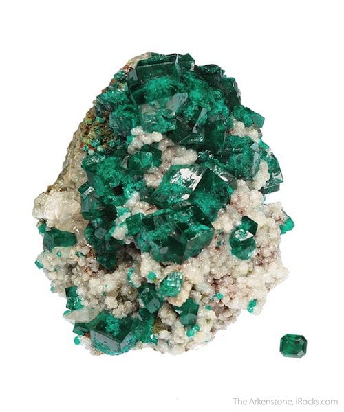 dioptase rough and cut set - Namibia