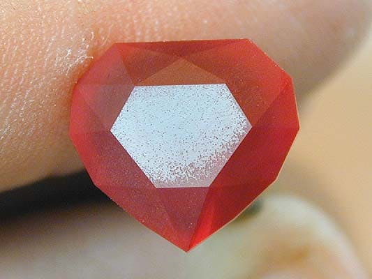 Table cut with pitting - heart ruby