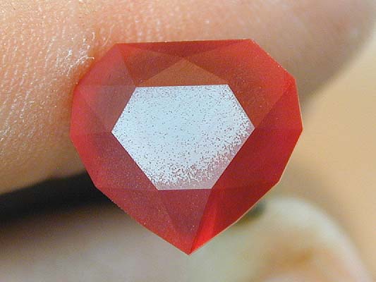 Table cut with pitting - heart ruby