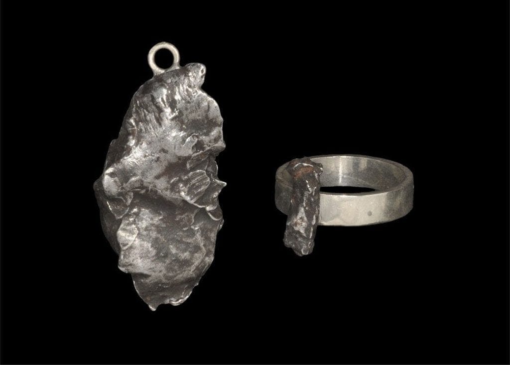 meteorite jewelry - pendant and ring