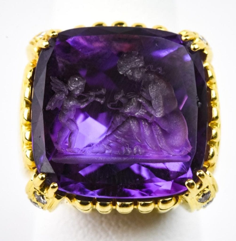 amethyst with intaglio design