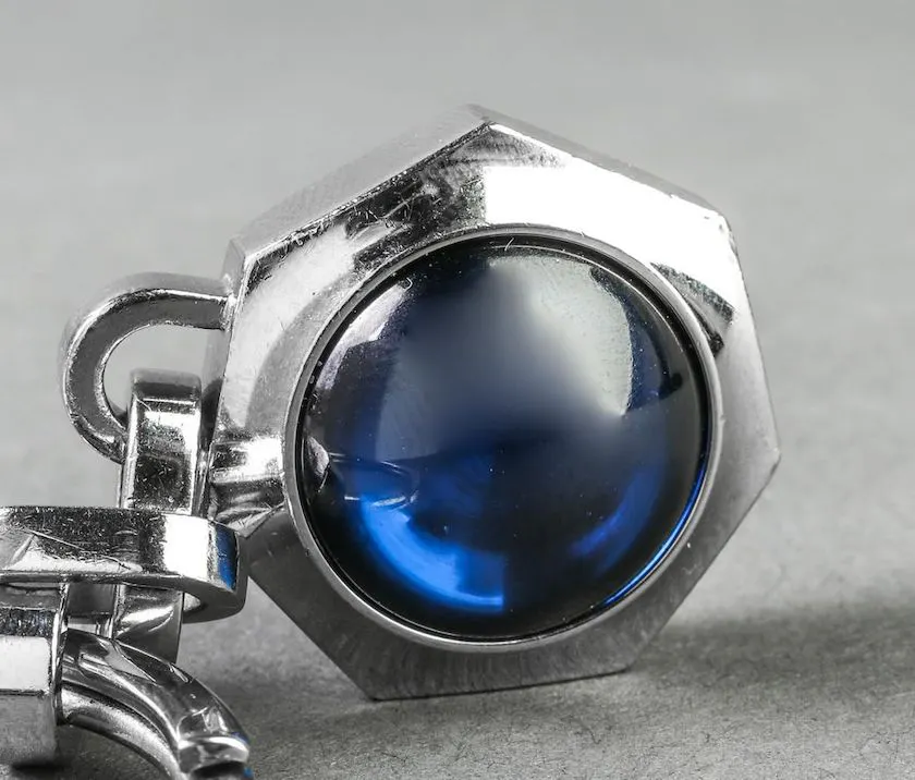 Cartier keychain with blue synthetic spinel cab