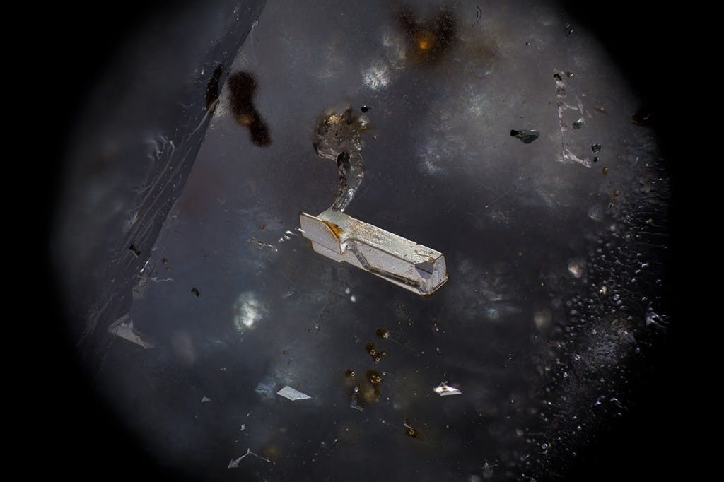 gemstone photomicrography - petroleum in fluorite