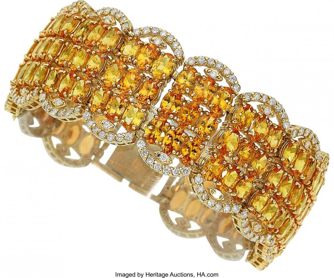 spessartite garnet and diamond bracelet