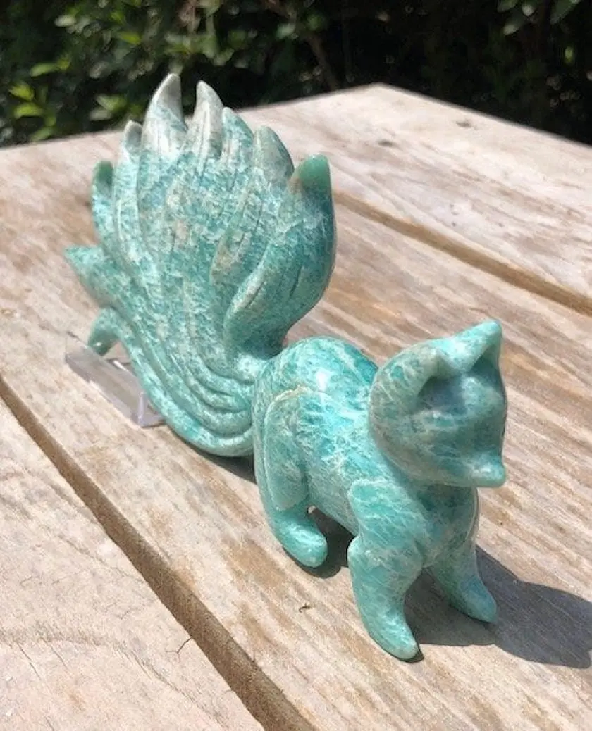 amazonite carving - nine-tailed fox