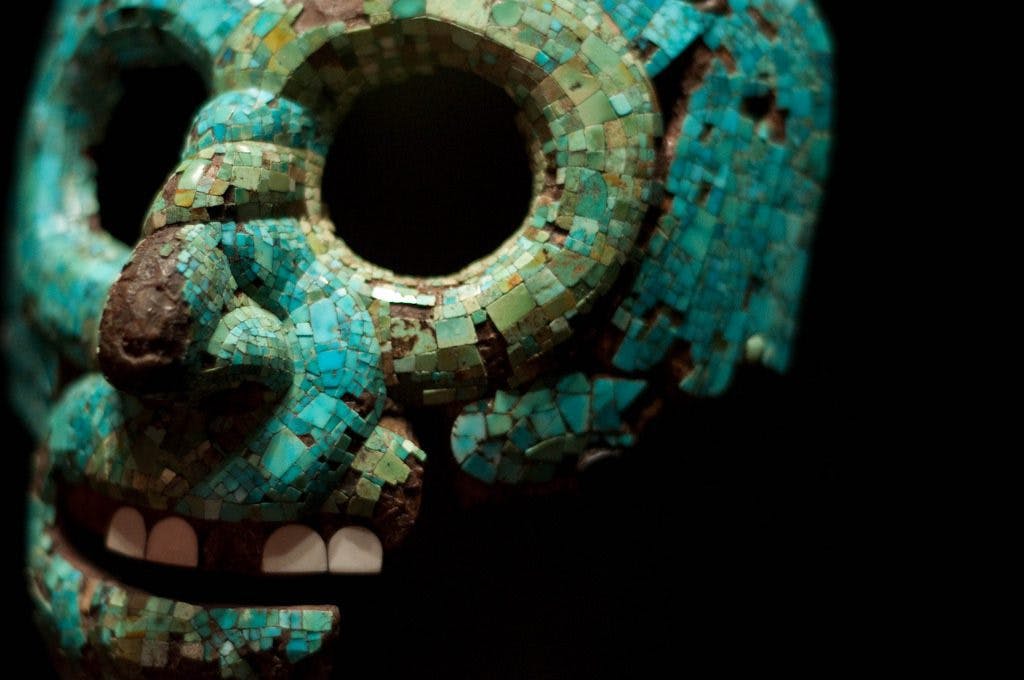 Turquoise mosaic mask - Aztec