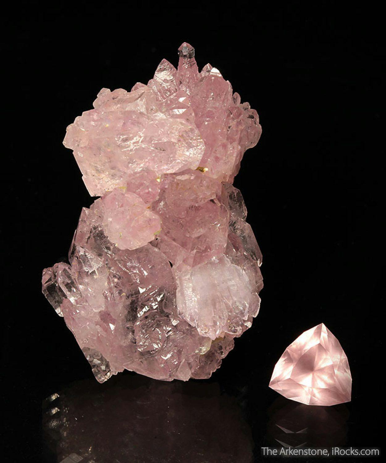 rose quartz rough and cut set