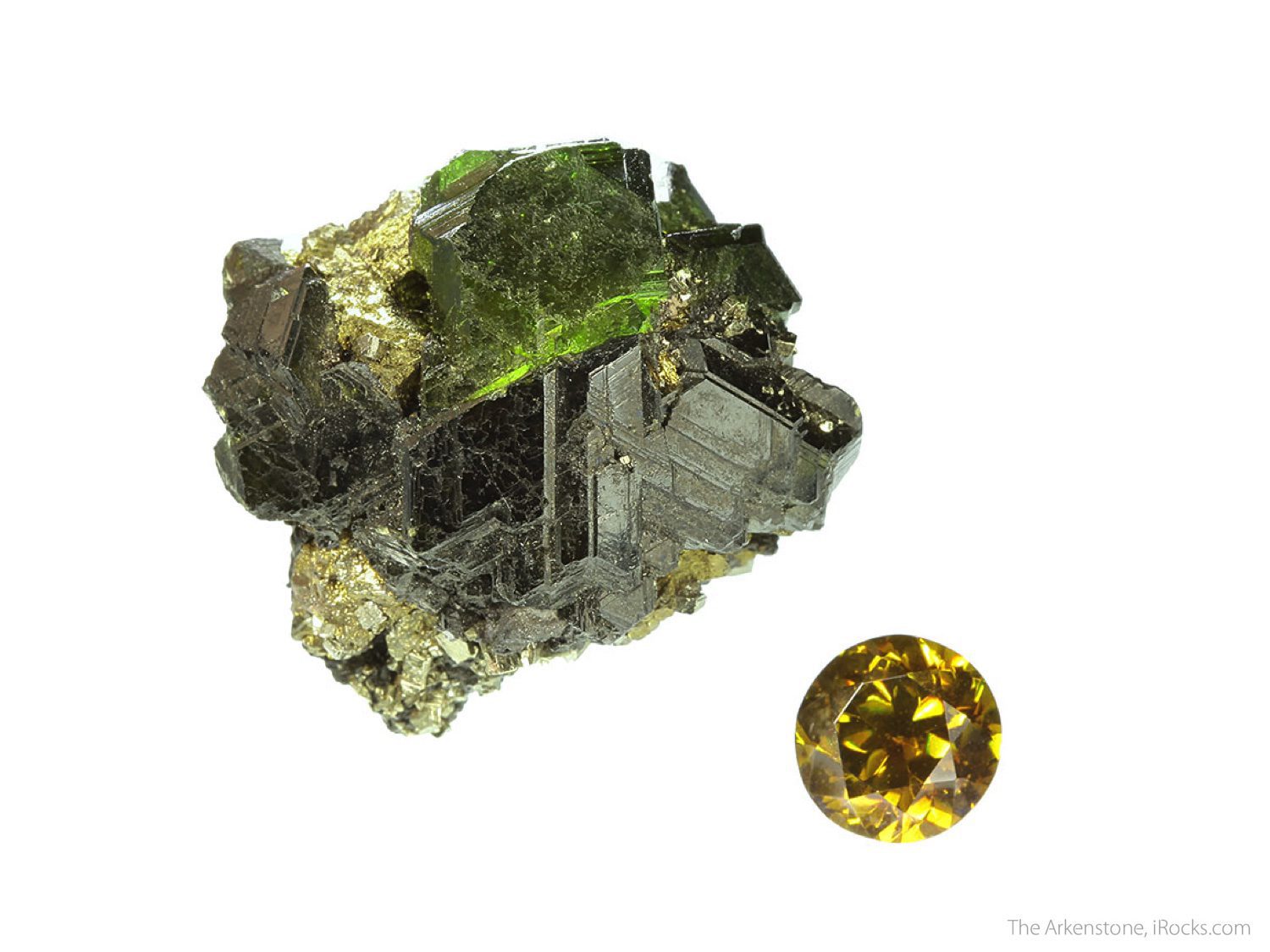 sphalerite rough and cut set - Colorado