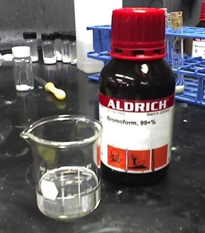 using heavy liquids for SG testing - bromoform