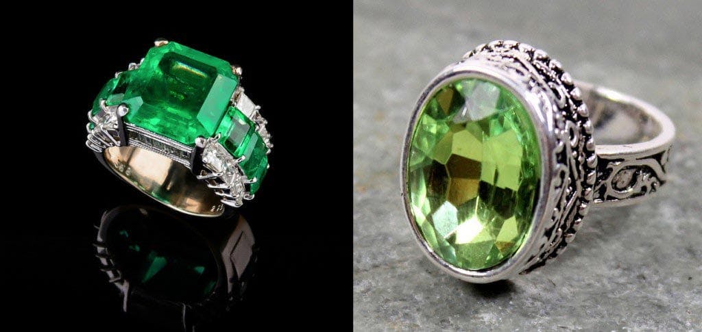 emerald and peridot ring comparison