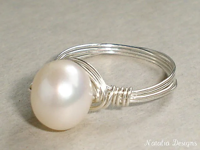 sterling silver ring with cultured pearl