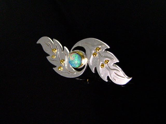 crystal opal brooch