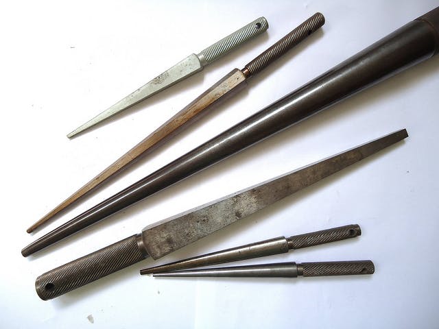 A variety of steel mandrels. 