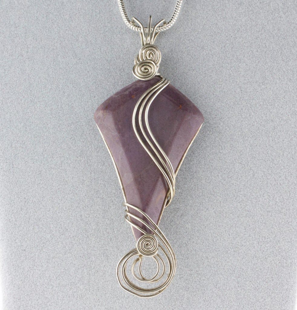 Silvery Moon - Wire Wrapped Turkish Purple Jade Cabochon