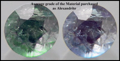 Color-change chrysoberyl sold as alexandrite
