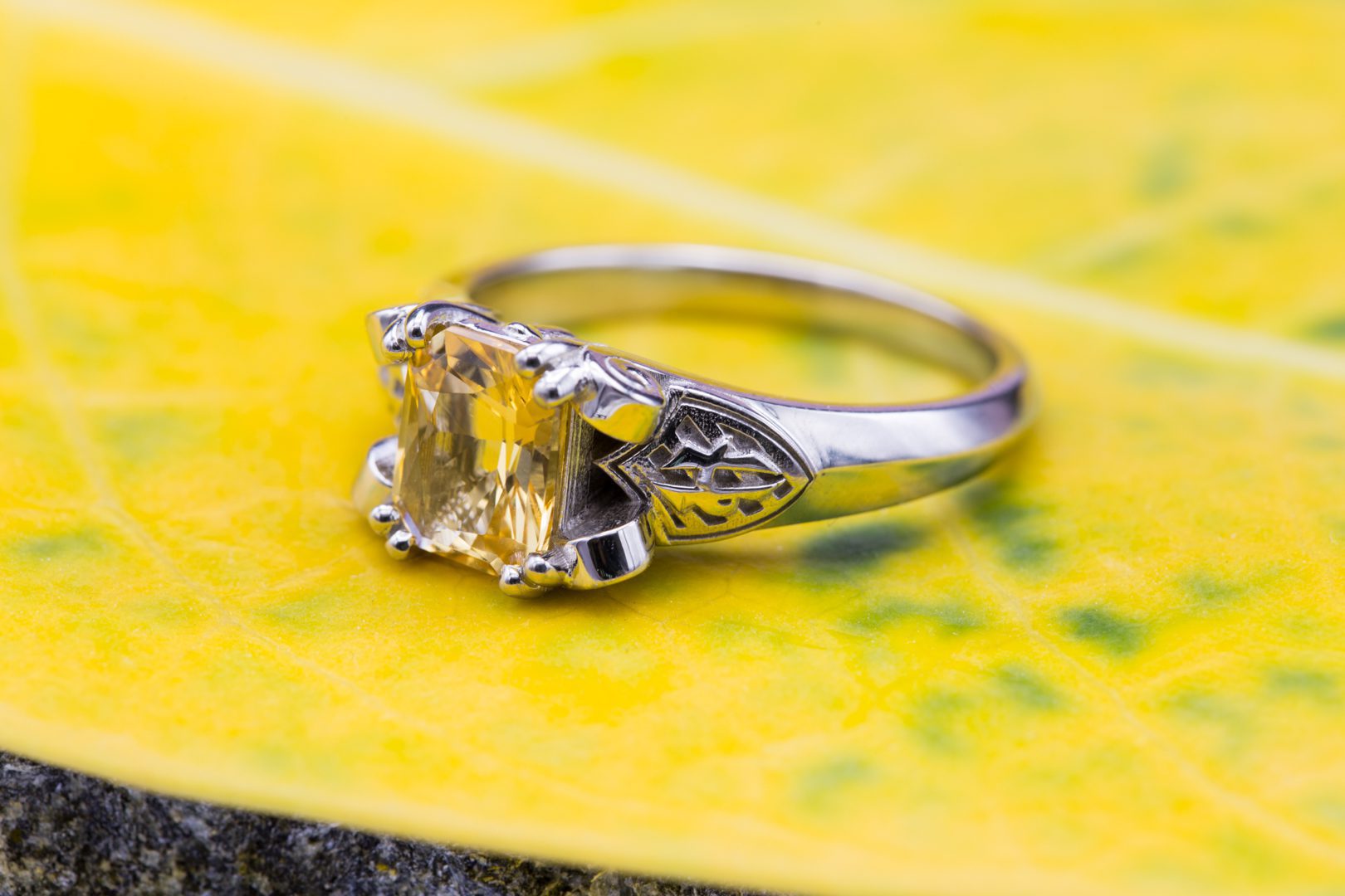 Harry Potter Hufflepuff inspired topaz ring