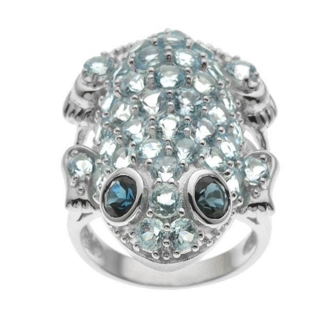 frog ring with blue topazes