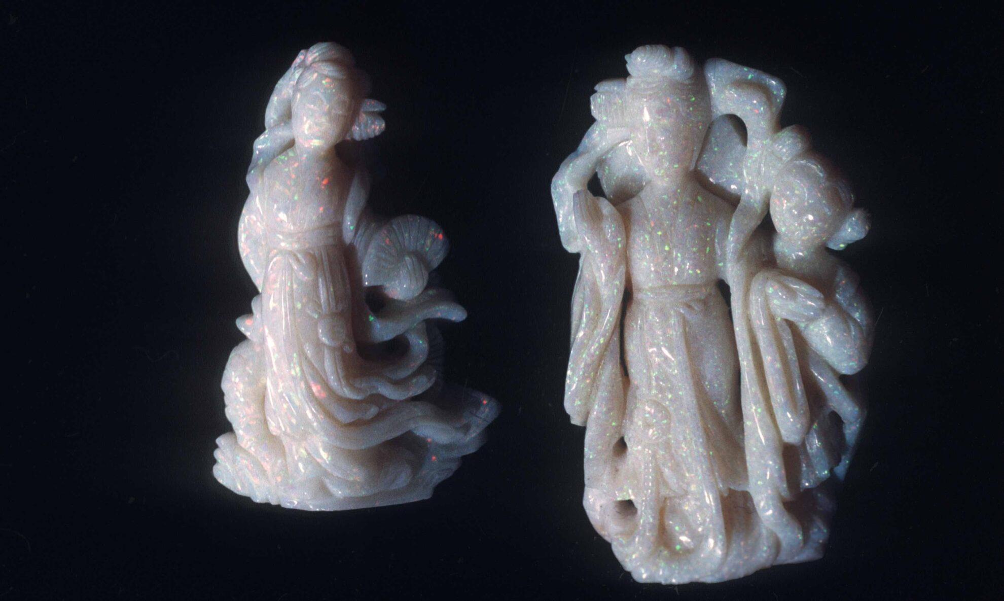 carved white opals
