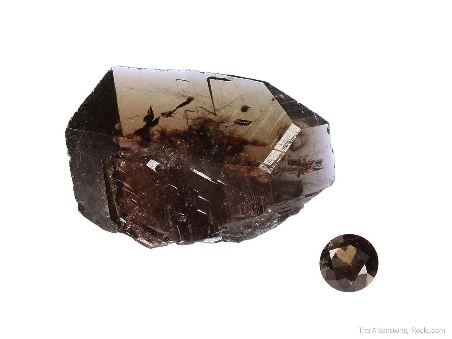axinite rough and cut set - glossary of gem faceting terms