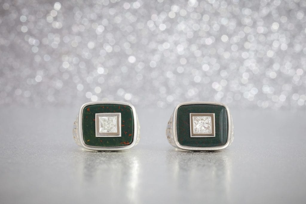 diamond signet rings with bloodstones