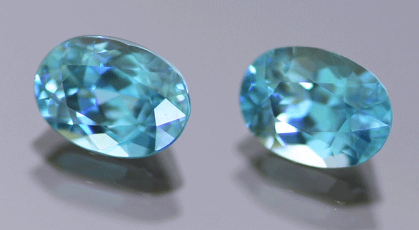 blue oval brilliant cut zircons - Cambodia