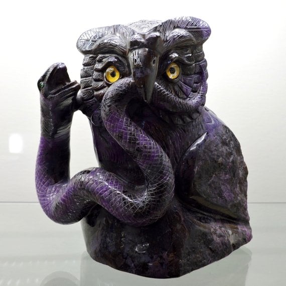 sugilite owl carving