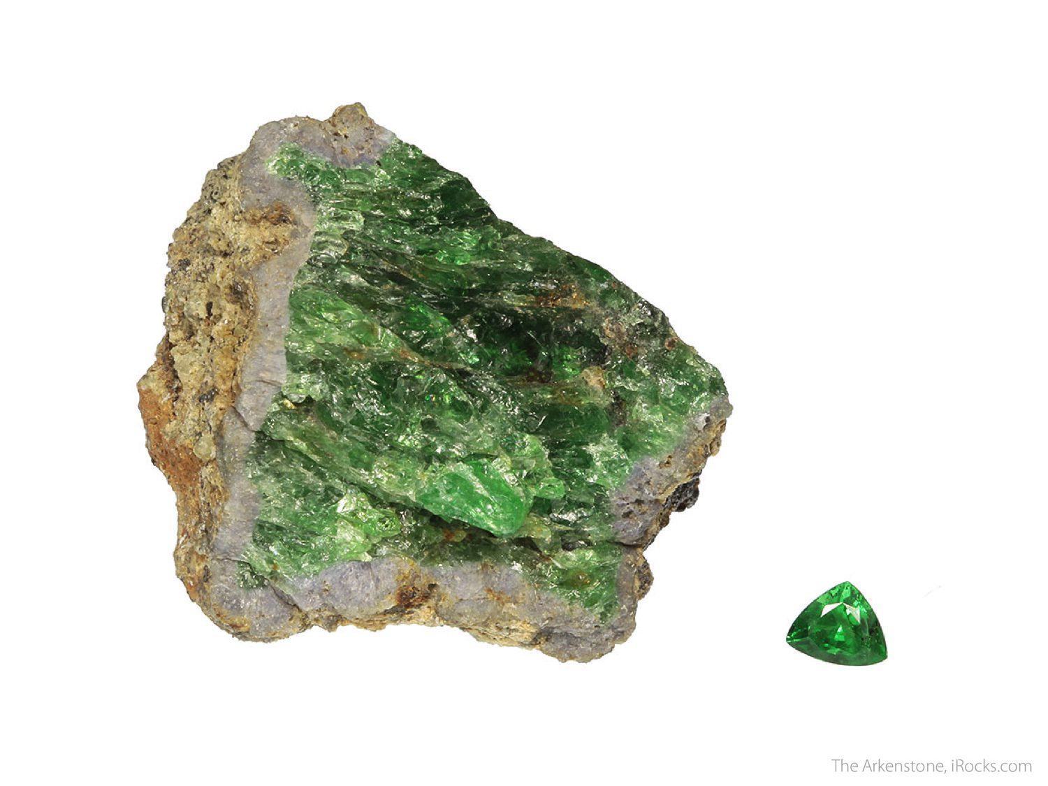 tsavorite rough and cut set - Kenya