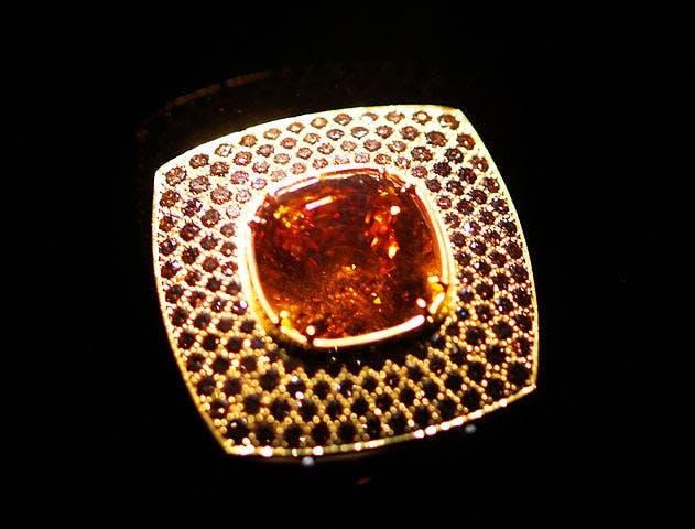 mandarin garnet and cognac diamond ring
