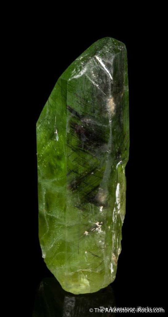 gemstone inclusions - peridot with ludwigite