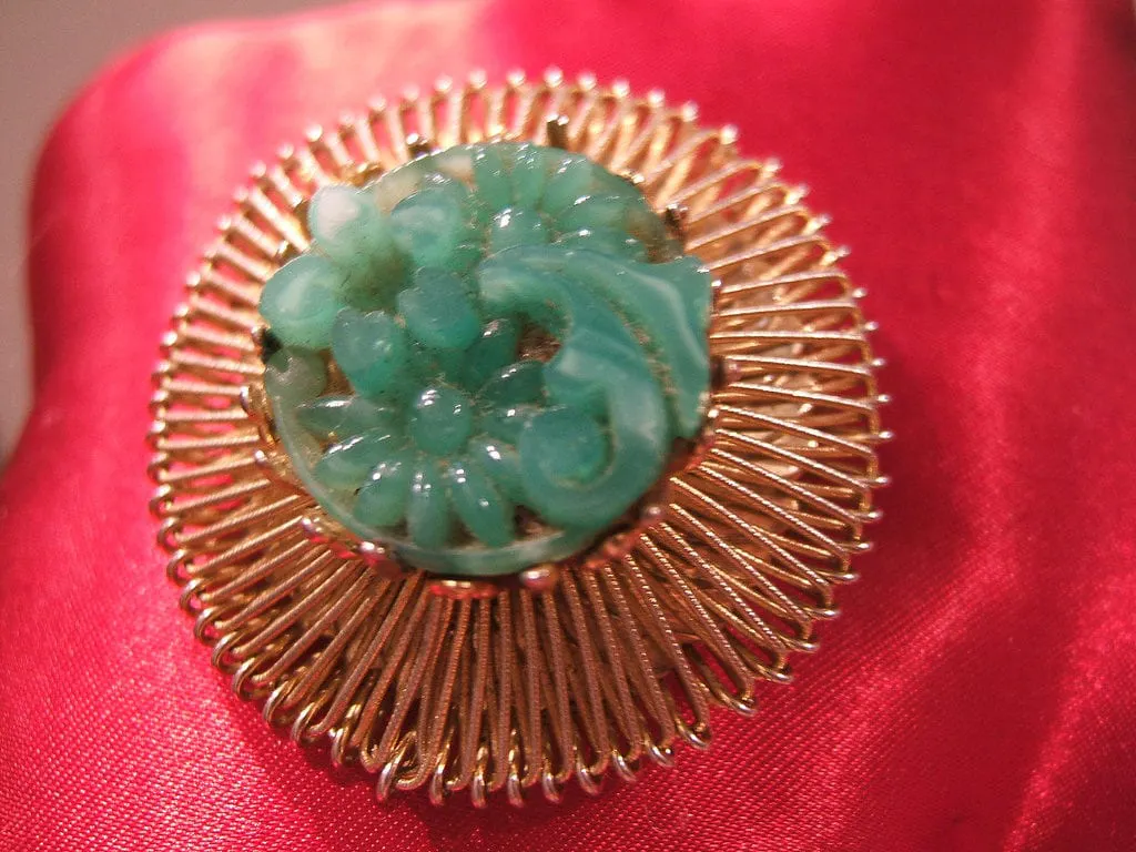 faux jade - vintage brooch