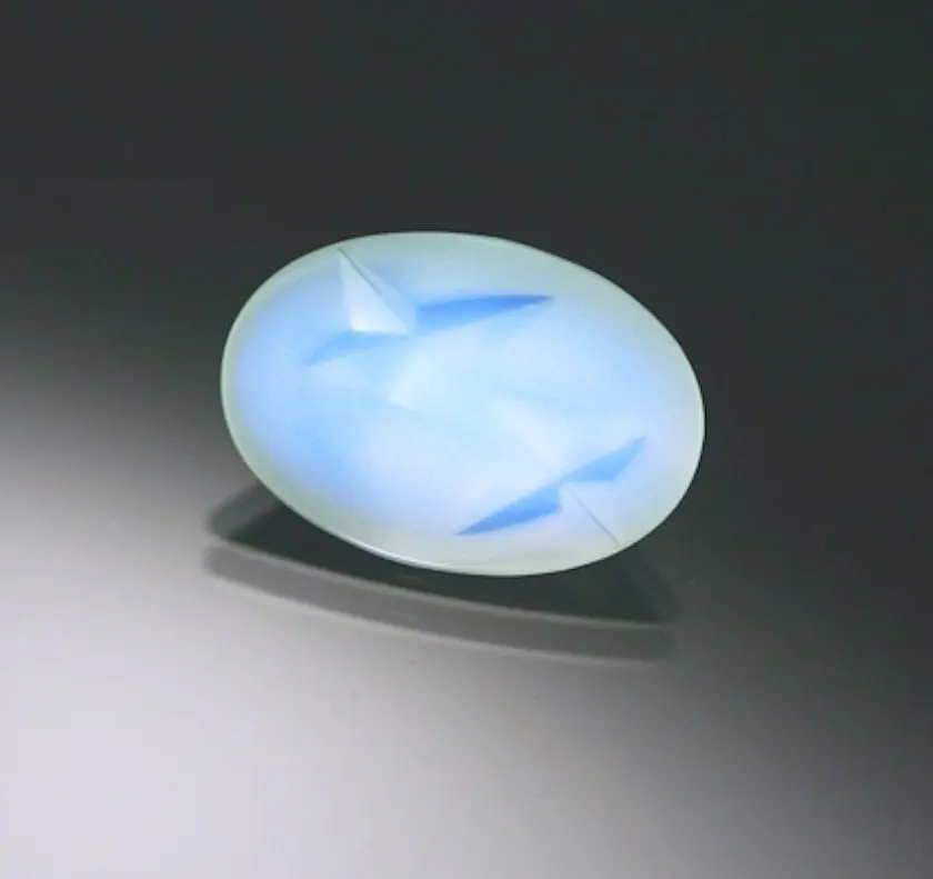 custom-carved moonstone by Tom Munsteiner - Tanzania