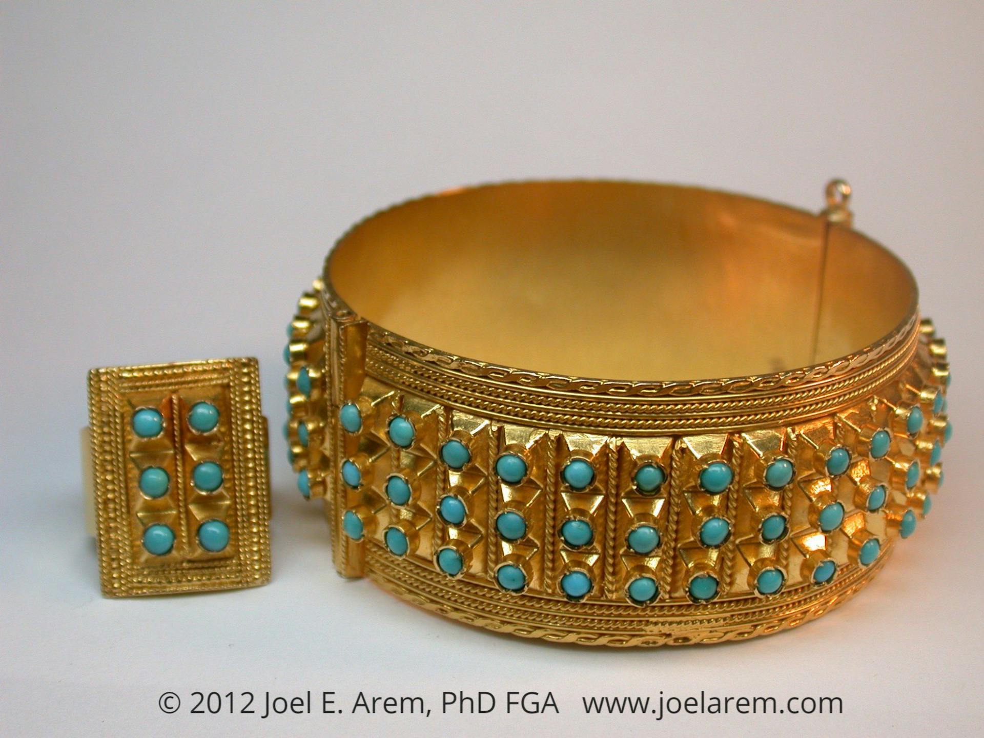Turquoise bracelet and ring - Iran