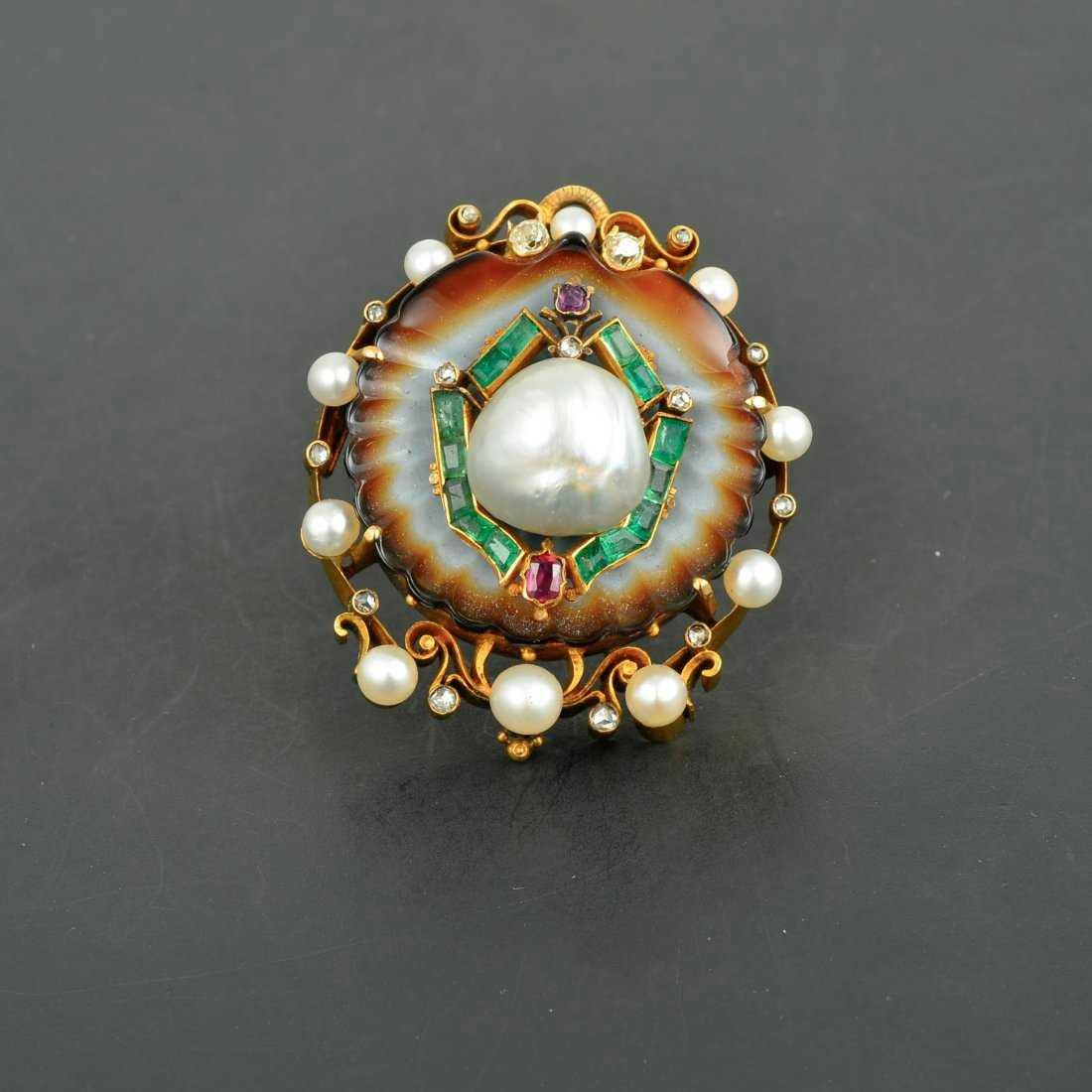 saltwater pearls - antique Victorian brooch