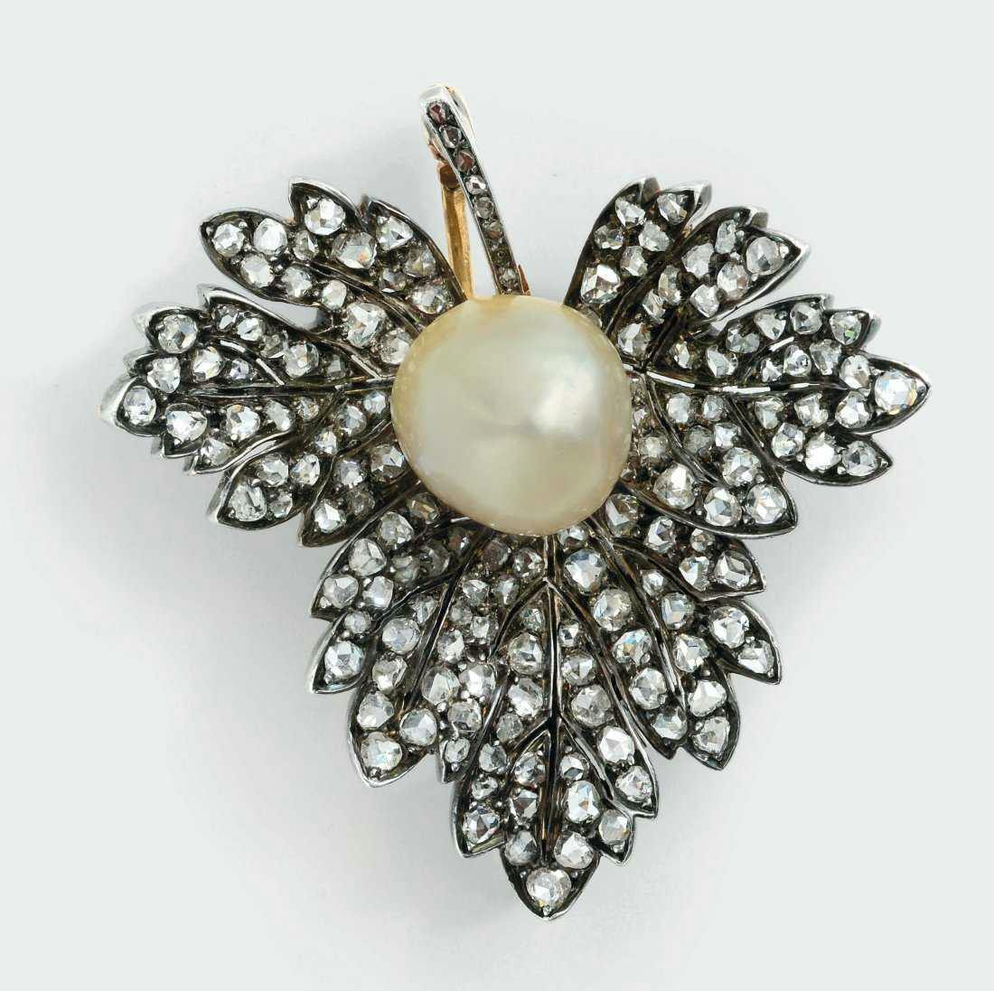 saltwater pearls - diamond brooch