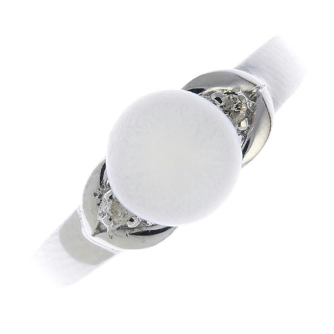 non-nacreous pearl and diamond ring
