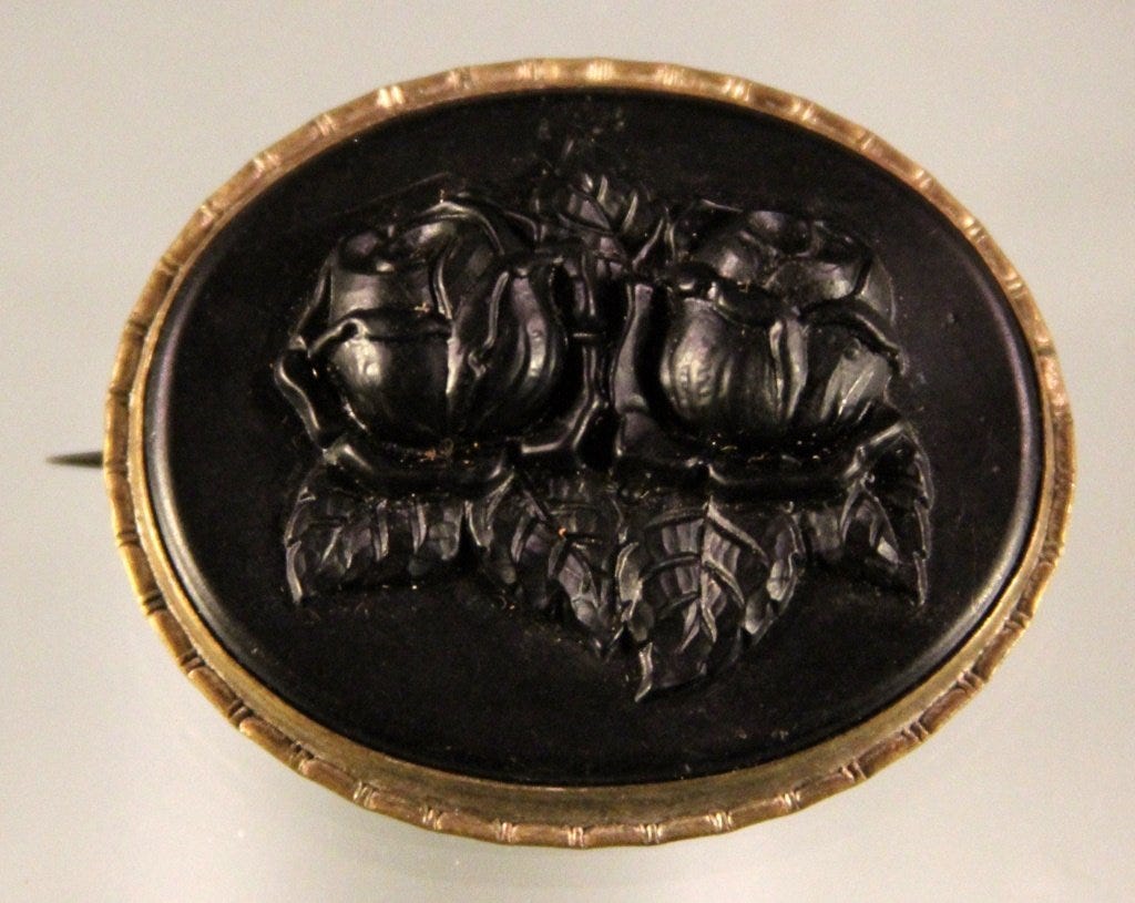 jet mourning brooch