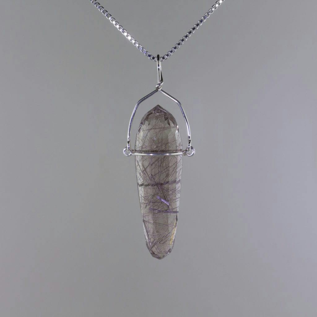 gemstone pendulum - bronze rutile quartz pendant