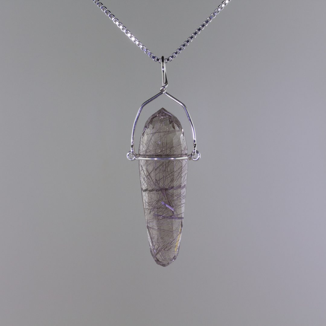 gemstone pendulum - bronze rutile quartz pendant