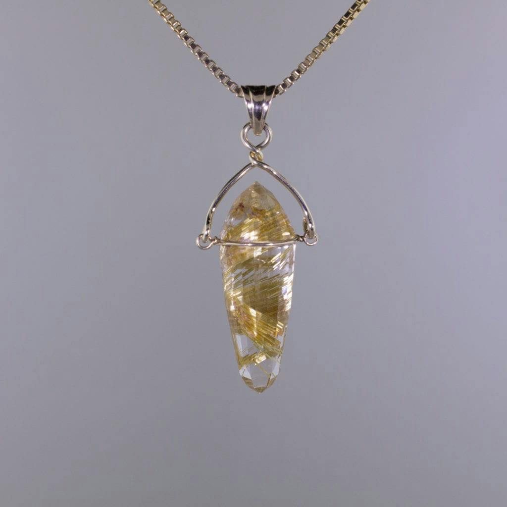 gemstone pendulum - gold rutile pendant
